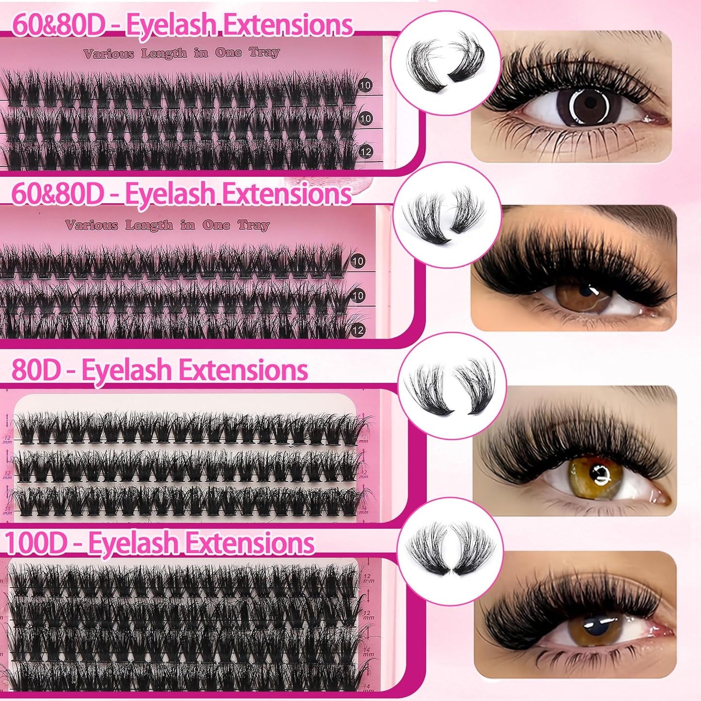 994Pcs Bulk Packs Lashes Clusters Kit Volume False Eyelash Extensions D Curl Wispy Individual Fake Eyelashes, Volume Studio Effect, Wholesale Large Pack with Glue&Seal|Tweezers|Removers|Cleanser-Velvo Beauty
