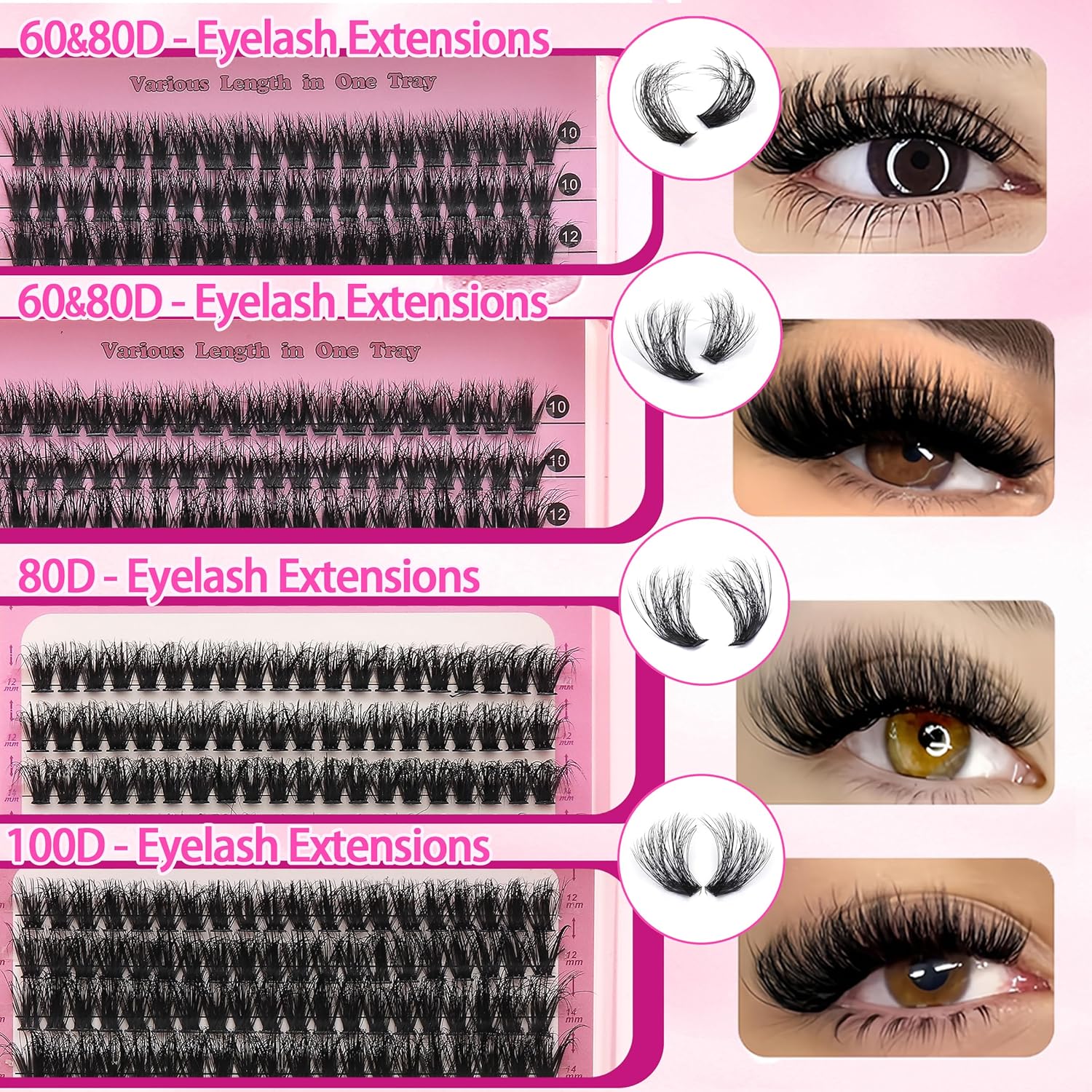 994Pcs Bulk Packs Lashes Clusters Kit Volume False Eyelash Extensions D Curl Wispy Individual Fake Eyelashes, Volume Studio Effect, Wholesale Large Pack with Glue&Seal|Tweezers|Removers|Cleanser-Velvo Beauty