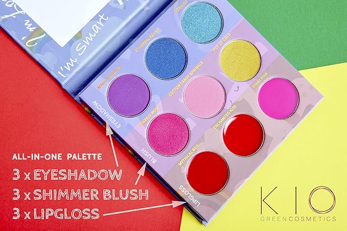 Unicorn All in One Makeup Palette With 9 Colors: 3 Eyeshadows 3 Shimmer Blush And 3 Lip-Gloss - "Amazon Exclusive" Natural Non Toxic kids girls teen pre-teen-Velvo Beauty