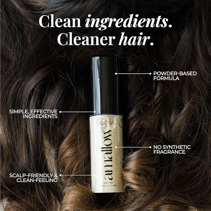 Amallow - Non Toxic Dry Shampoo Powder – With Organic Ingredients - Arrowroot, Bentonite Clay, Aloe Vera, & Essential Oils – No Talc, No Aerosol - Men & Women - Great For Travel-Velvo Beauty