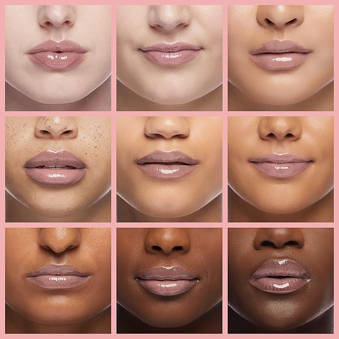Big Brush Head Lip Glow Oil Plumping Tint, Tinted Lip Balm Transparent Lip Care, Moisturizing Non-sticky Fresh Shiny Texture Lip Oil - Strawberry (Pink)-Velvo Beauty