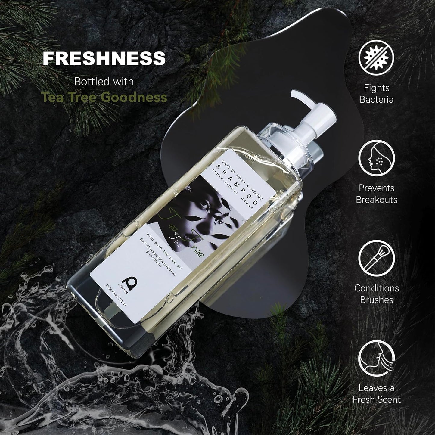 Electric Makeup Brush Cleaner Bundle with Tea Tree Oil Cleaner 25.36 fl.oz-Velvo Beauty