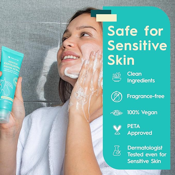 Tree To Tub Exfoliating Face Wash - Gentle Facial Exfoliator & Face Scrub w/Salicylic Acid for Glowing Skin - Non-Irritating Exfoliant to Remove Buildup & Refine Texture - For All Skin Types-Velvo Beauty