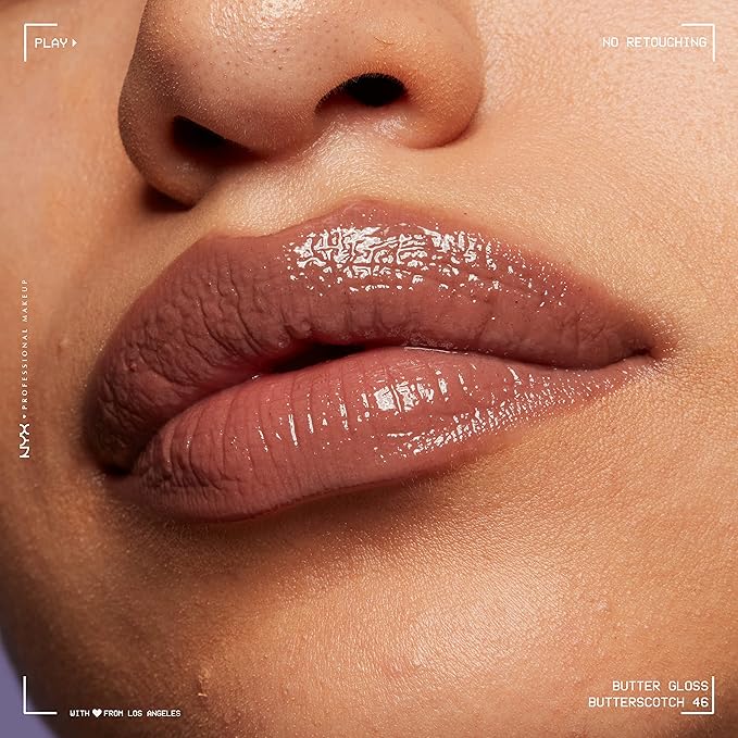 NYX PROFESSIONAL MAKEUP Butter Gloss Brown Sugar, Non-Sticky Lip Gloss - Butterscotch (Neutral Light Brown)-Velvo Beauty