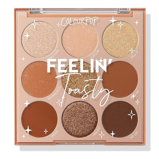 ColourPop Eyeshadow Palette - Eye Makeup Palette with Matte, Metallic, Matte Sparkle & Glitter Finishes - High-Pigment Eye Makeup with a Long-Wearing Formula - Feelin' Toasty (0.3 oz)-Velvo Beauty