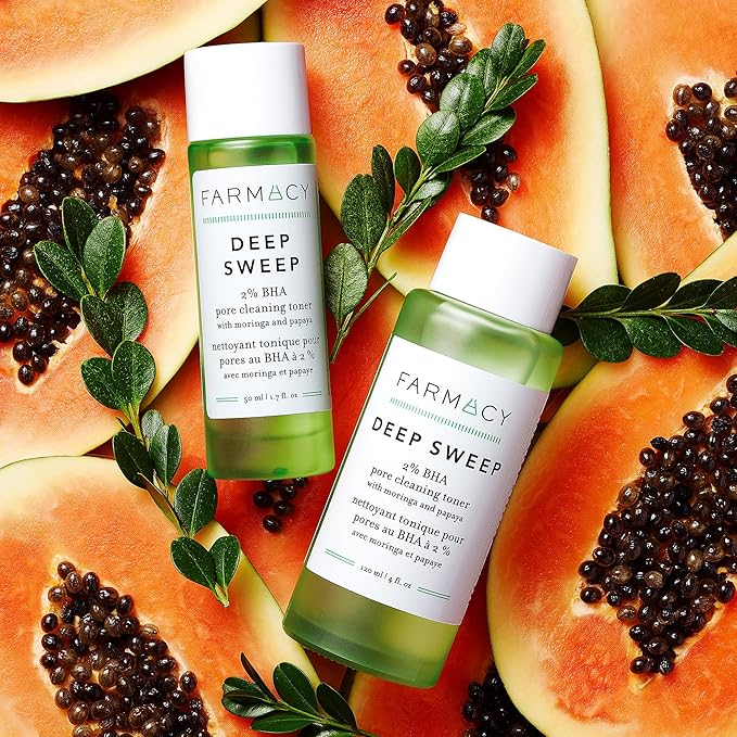 Farmacy 2% Salicylic Acid Toner for Face - Deep Sweep Gentle BHA Exfoliant for Oily Skin - Refines Texture with Papaya Enzymes & Moringa Water for a Healthy-Looking Complexion (50ml)-Velvo Beauty