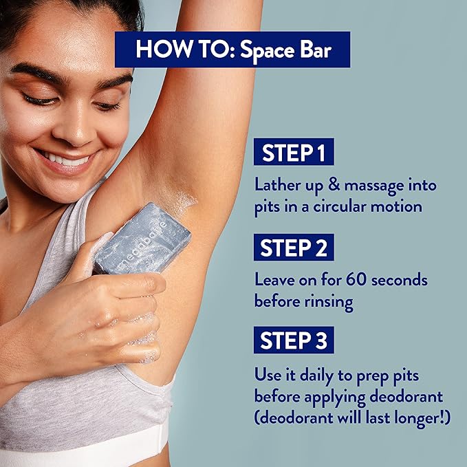 Megababe Underarm Bar Soap - Space Bar | With Detoxifying Charcoal for Odor Control | 4.5 oz - 3 Pack-Velvo Beauty