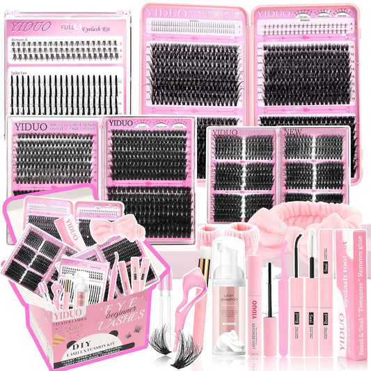 Lashes Clusters Kit 1846Pcs Bulk Packs Volume False Eyelash Extensions D Curl Wispy Individual Eyelashes, Volume Studio Effect, Wholesale Large Pack with Glue&Seal|Tweezers|Removers|Cleanser-Velvo Beauty