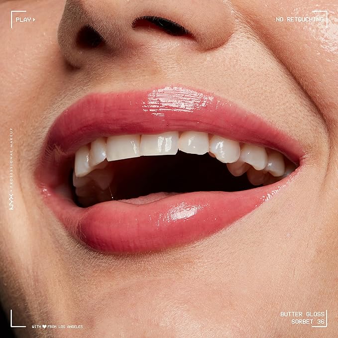 NYX PROFESSIONAL MAKEUP Butter Gloss, Non-Sticky Lip Gloss - Sorbet (Vibrant Coral)-Velvo Beauty