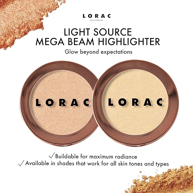 LORAC Light Source Mega Beam Highlighter | Highlighter Makeup Powder | Shimmer Highlighter | Gilded Lily Gold-Velvo Beauty