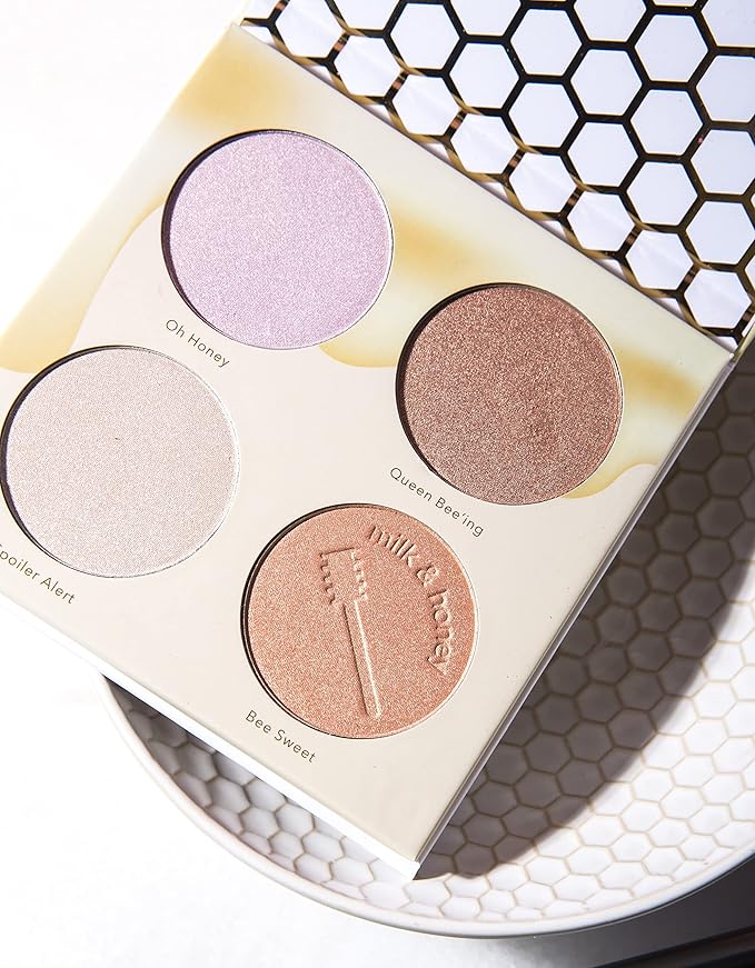 Beauty Bakerie Milk & Honey Highlighter Makeup Palette, Shimmer Highlighter for a Natural Glow, 4 Shades-Velvo Beauty