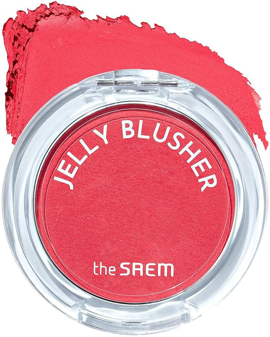 THESAEM Jelly Blusher PK02 Scarlet Pink - Velvety Finish Soft Jelly Powder Cheek - Easy Blending Formula- Lightweight, Smooth, Natural Buildable Blusher-Velvo Beauty