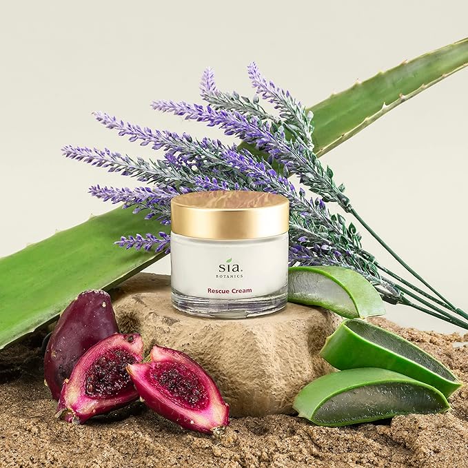 Rescue Face Cream (65g/2.3oz Glass Jar) | Facial Moisturizer w/Prickly Pear Cactus, Aloe Vera, Green Tea Extract | Natural, Clean, Botanical Skincare for Women-Velvo Beauty