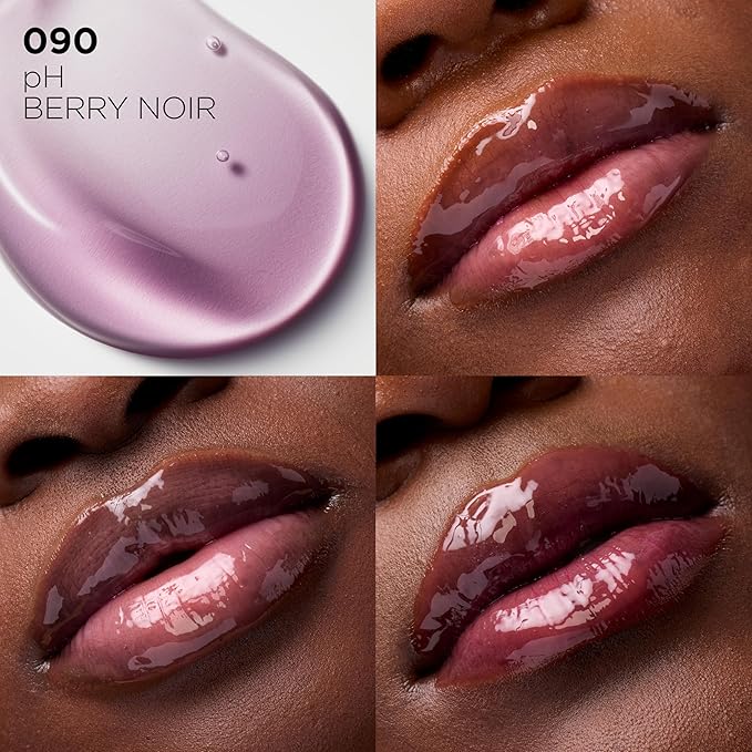 L'Oreal Paris Plump Ambition pH Hyaluron Lip Oil, Color Shifting Lip Tint with 24HR Hydration, Volumizing Shine and Lasting Color, 090 pH Berry Noir-Velvo Beauty