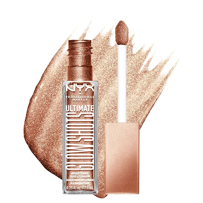 NYX PROFESSIONAL MAKEUP Ultimate Glow Shots, Liquid Eyeshadow, Long-Lasting Shimmer Eye Shadow with Vitamin C - Golden Goji-Velvo Beauty