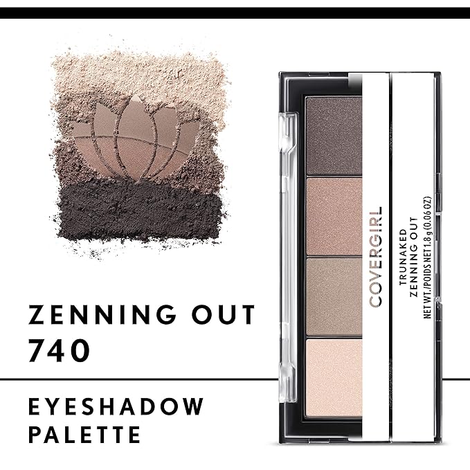 COVERGIRL TruNaked Quad Eyeshadow Palette, Zenning Out, 6 Shades, 0.06 Fl Ounces, Shimmer Fade-Proof Formula, Pigmented Shades-Velvo Beauty