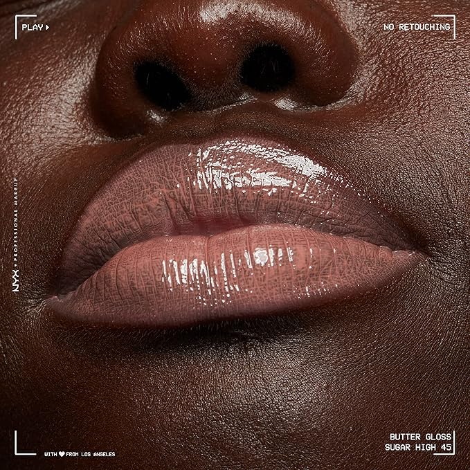 NYX PROFESSIONAL MAKEUP Butter Gloss Brown Sugar, Non-Sticky Lip Gloss - Sugar High (Peachy Light Nude)-Velvo Beauty