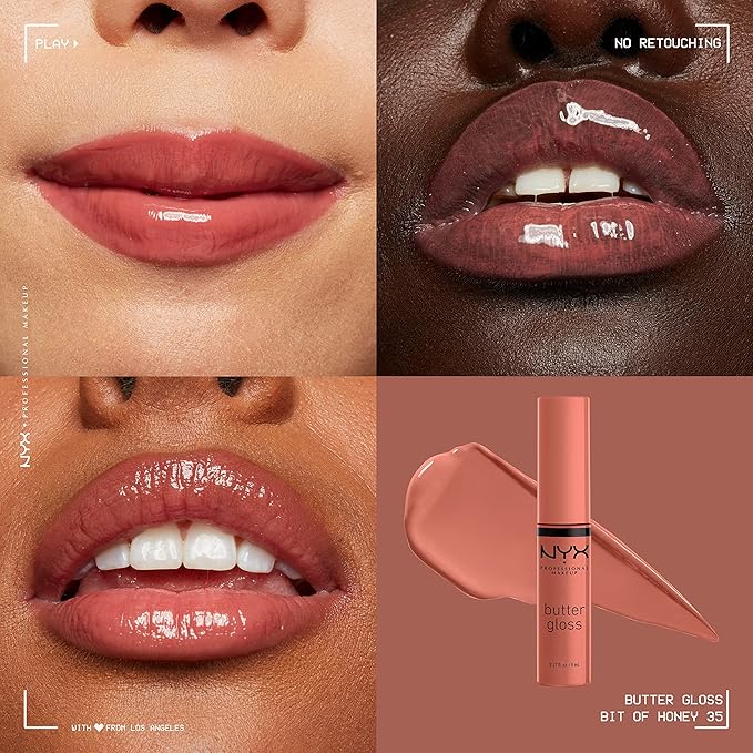 NYX PROFESSIONAL MAKEUP Butter Gloss, Non-Sticky Lip Gloss - Bit Of Honey (Peach Nude)-Velvo Beauty