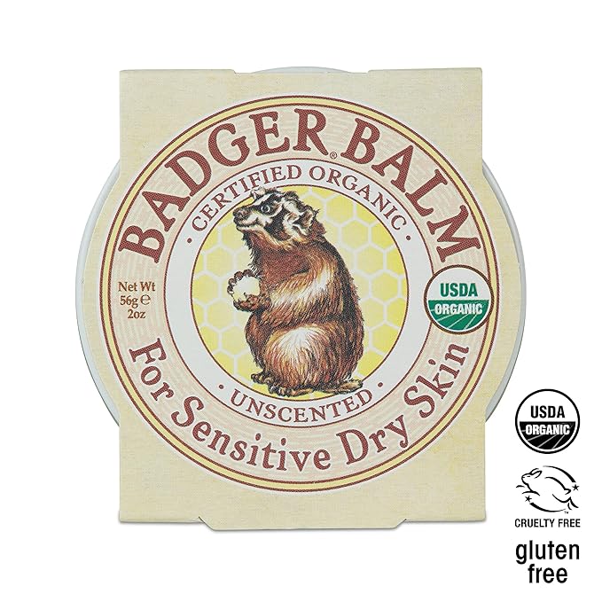 Badger - Unscented Dry Skin Balm, Sensitive Skin Balm, Moisturizing Balm for Dry Cracked Skin, Unscented Balm, Skin Moisturizer Balm, 2 oz (3 Pack)-Velvo Beauty