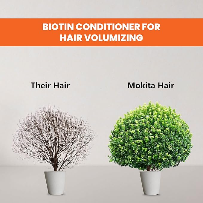 Conditioner with Biotin, ProVitamin B5 and Amino Acids for Repair Treatment and Deep Moisturizing for All Hair Types - Detangle, Protect and Support New Hair Growth - 8.5 Ounces-Velvo Beauty