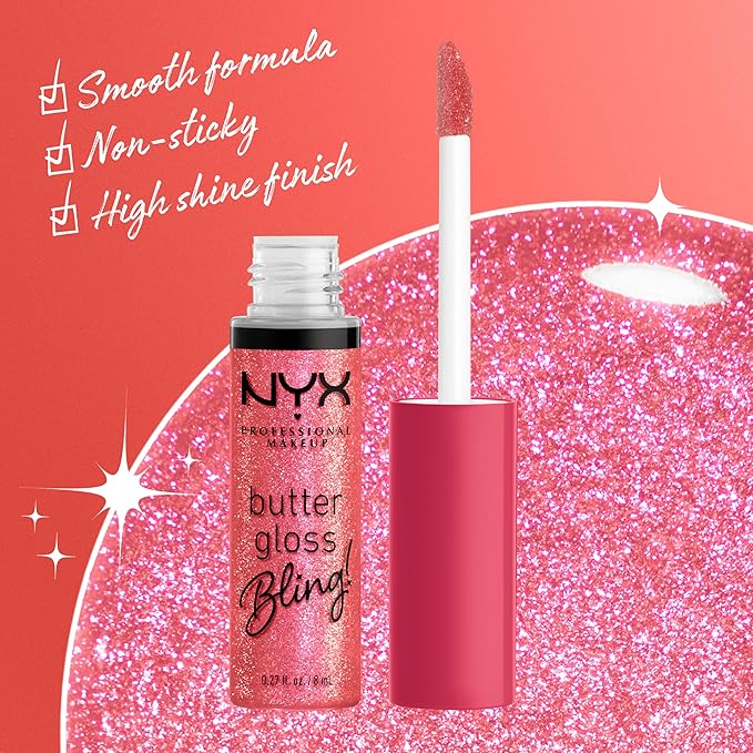 NYX PROFESSIONAL MAKEUP Butter Gloss Bling Lip Gloss, Non Sticky and Shiny Vegan Lip Makeup - She Got Money-Velvo Beauty