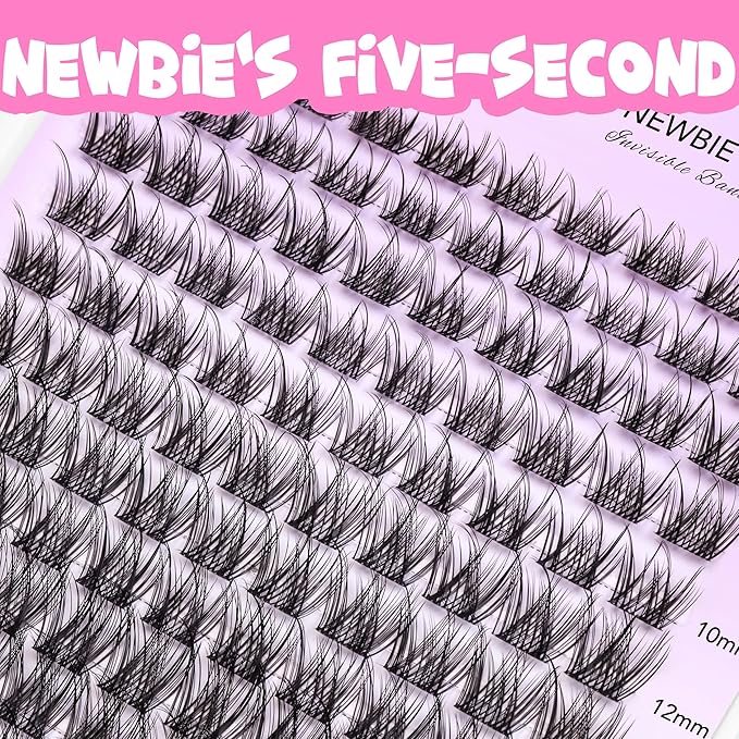 VEYESBEAUTY Lash Clusters Individual Eyelash Extensions Thin & Invisible Band DIY False Eyelashes for Self-application Newbie's Five-Second Series Wispy Lash Tray, LuxeBold 8-16mm Mixed Length-Velvo Beauty