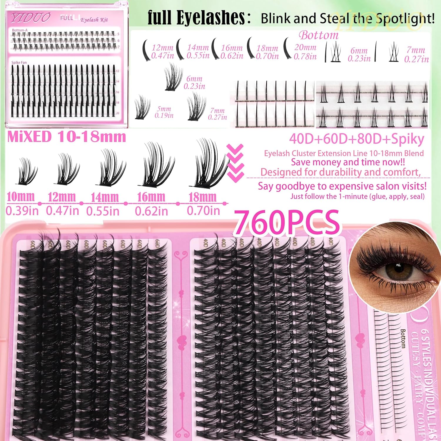 Lashes Clusters Kit 1846Pcs Bulk Packs Volume False Eyelash Extensions D Curl Wispy Individual Eyelashes, Volume Studio Effect, Wholesale Large Pack with Glue&Seal|Tweezers|Removers|Cleanser-Velvo Beauty