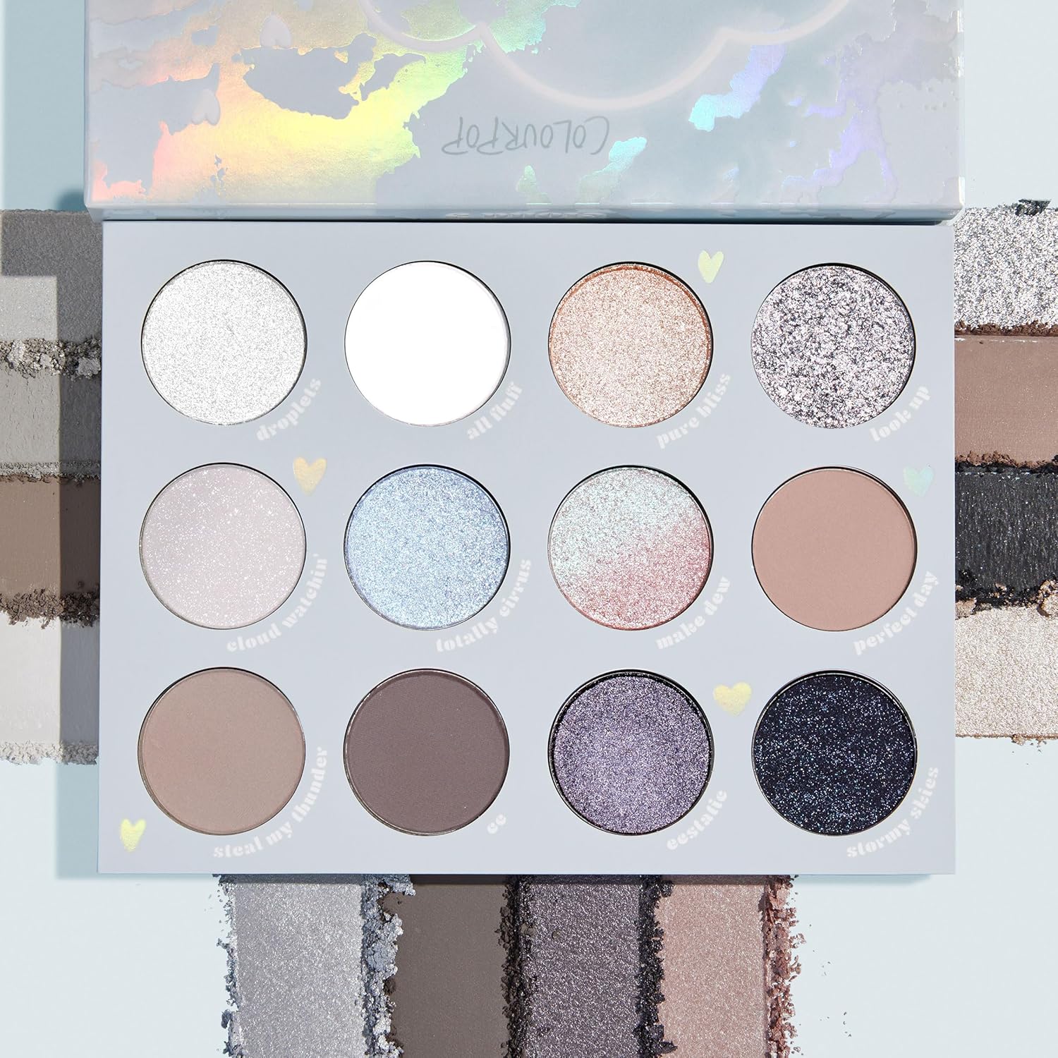 ColourPop Eyeshadow Palette - Eye Makeup Palette with Matte, Metallic, Matte Sparkle & Glitter Finishes - High-Pigment Eye Makeup with a Long-Wearing Formula - Cloud 9 (0.49 oz)-Velvo Beauty