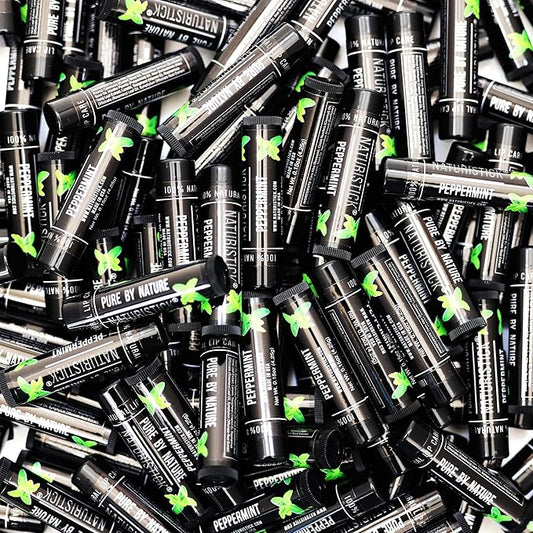 150-Pack Lip Balm in Bulk by Naturistick. Peppermint Scent in Classic Black Tubes. 100% Natural Ingredients. Best Beeswax Chapstick for Dry, Chapped Lips. Made in USA-Velvo Beauty