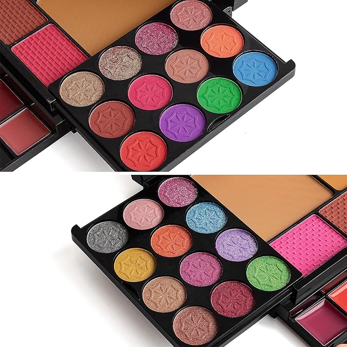 All in One Makeup Kit - 36 Eyeshadow Palette, 28 Lip Gloss, 4 Concealer, 3 Blusher, 1 Highlight & Contour, Bronzer, Glitter Cream, 1 Brush - Face Eye Make Up Set Gift for Beginners And Pros-Velvo Beauty