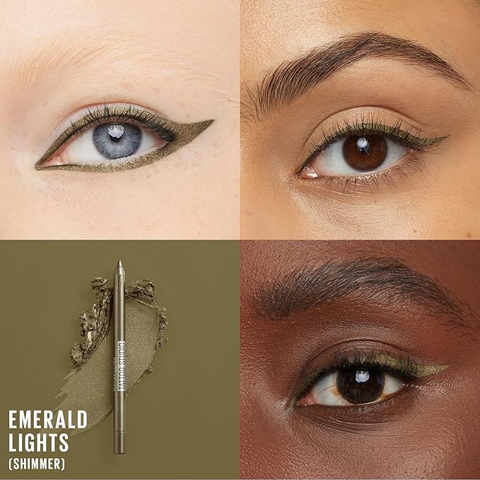 Maybelline New York Tattoo Studio Long-Lasting Sharpenable Eyeliner Pencil, Glide on Smooth Gel Pigments with 36 Hour Wear, Waterproof Emerald Lights 0.04 oz-Velvo Beauty