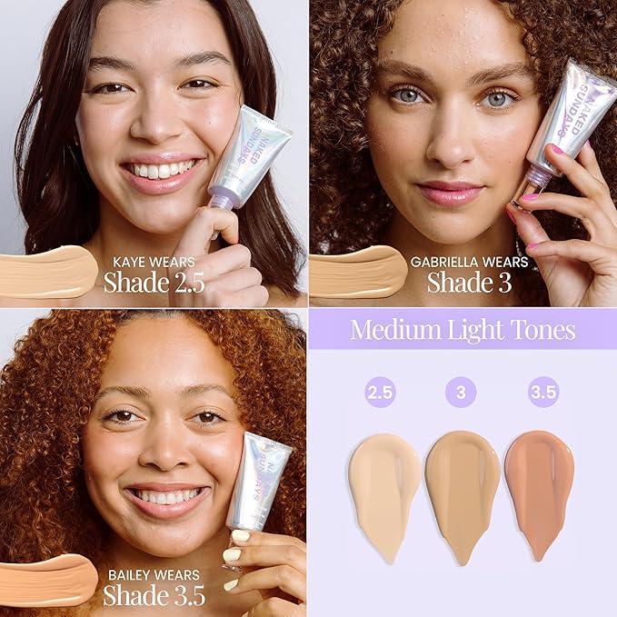 Naked Sundays BeautyScreen™ SPF 50 Mineral Peptide Foundation Tint 2-in-1 Skin Tint & Mineral Sunscreen- Radiant, Buildable Coverage, Acne-Safe (3.5 Light Medium Cool, 1.01 Fl Oz)-Velvo Beauty