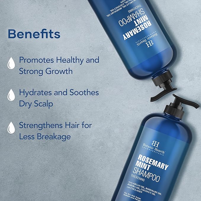 Botanic Hearth Rosemary Shampoo 16 Oz | Rosemary Oil Shampoo De Romero For Hair Growth With Biotin & Mint | Sulfate Free,Thicker & Fuller Hair | Deep Cleansing & Nourishing-Velvo Beauty