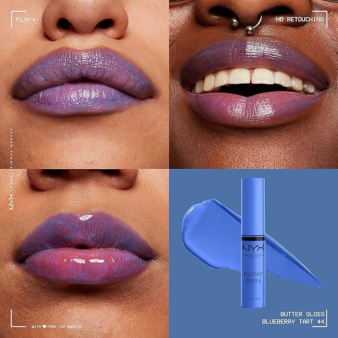 NYX PROFESSIONAL MAKEUP Butter Gloss, Non-Sticky Lip Gloss - Blueberry Tart (Periwinkle Blue)-Velvo Beauty