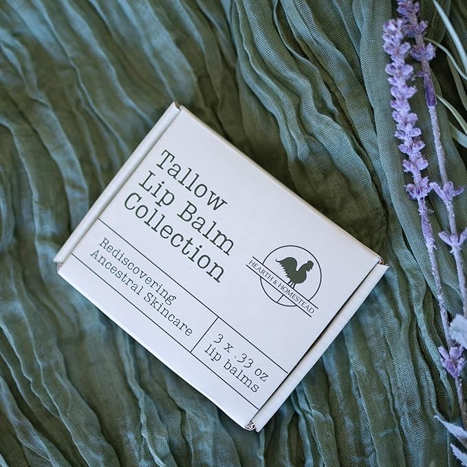 Handmade Tallow Lip Balm Collection: Unscented/Peppermint/Lavender-Spearmint (3x .33 oz)-Velvo Beauty