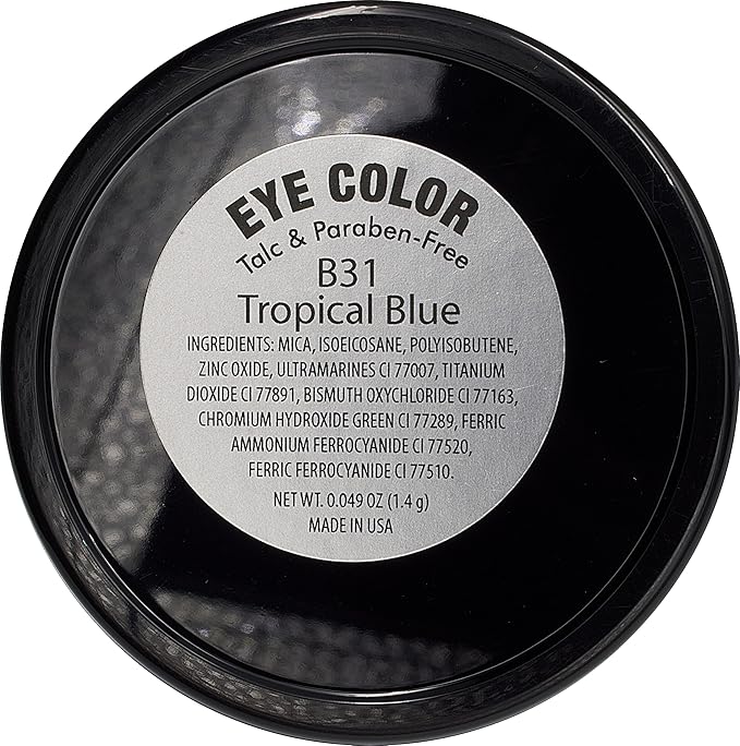Tropical Classic Blue Shimmering Pressed Powder Single Vegan Eyeshadow; Talc, Paraben & Cruelty Free-Velvo Beauty