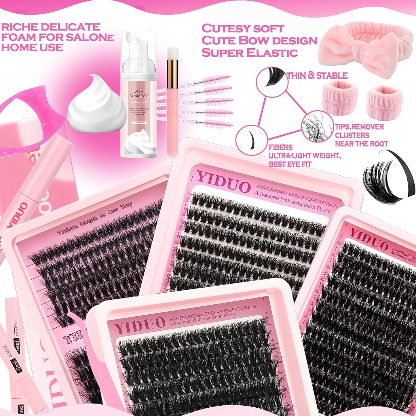 994Pcs Bulk Packs Lashes Clusters Kit Volume False Eyelash Extensions D Curl Wispy Individual Fake Eyelashes, Volume Studio Effect, Wholesale Large Pack with Glue&Seal|Tweezers|Removers|Cleanser-Velvo Beauty