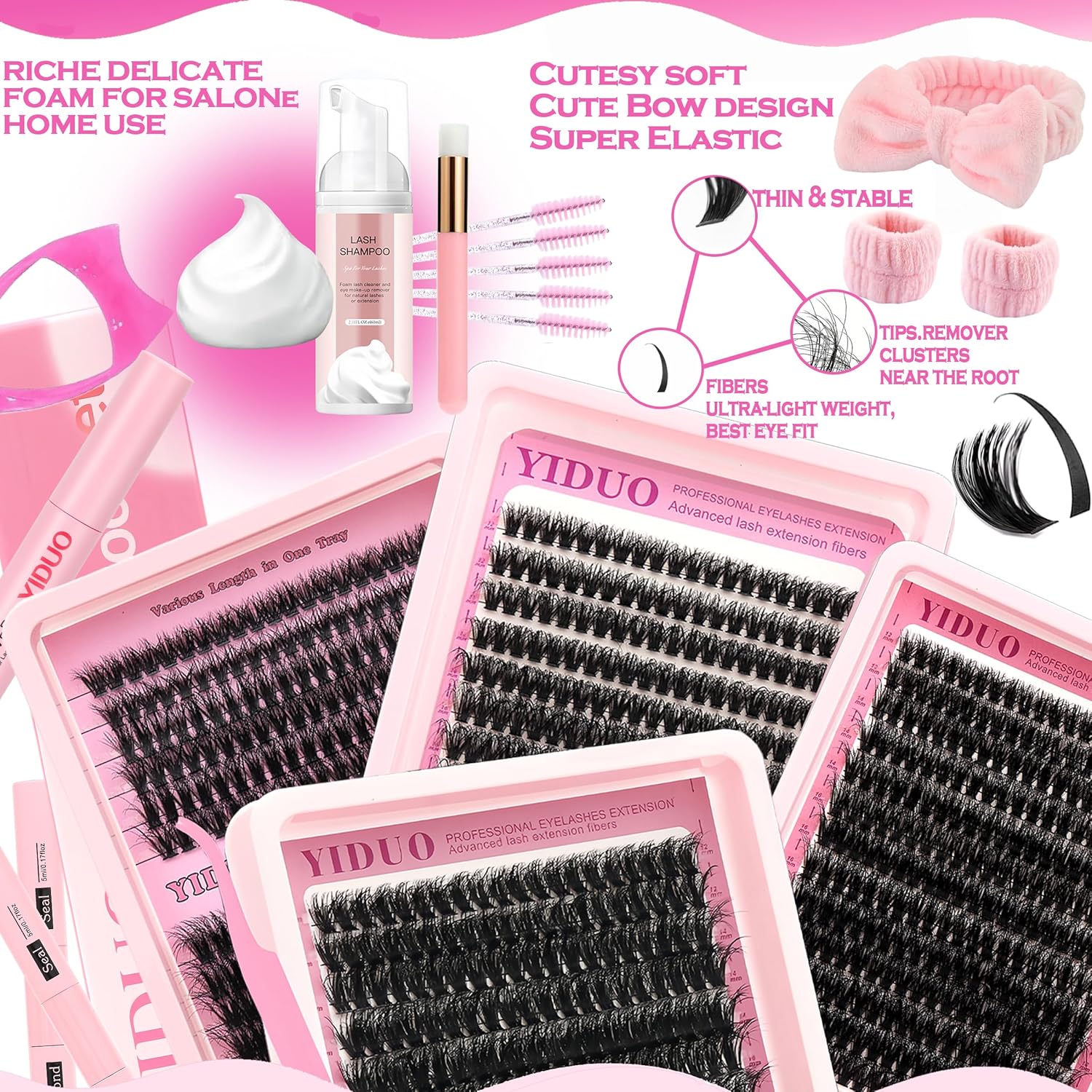 994Pcs Bulk Packs Lashes Clusters Kit Volume False Eyelash Extensions D Curl Wispy Individual Fake Eyelashes, Volume Studio Effect, Wholesale Large Pack with Glue&Seal|Tweezers|Removers|Cleanser-Velvo Beauty