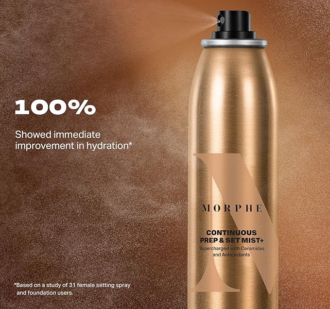 Morphe Mini Continuous Prep & Set Setting Spray - Hydrating Setting Spray for Makeup & Skin Prep - Enriched with Ceramides and Antioxidants for a Radiant Finish (3 Count, 1.3 fl oz)-Velvo Beauty