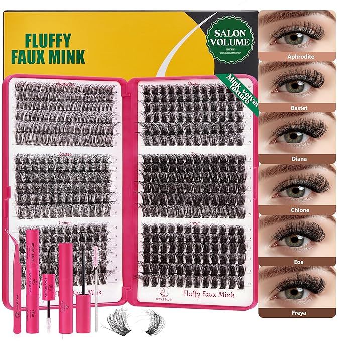 Diva Lash Clusters Kit - 432 Pieces Lash Clusters D Curl Lash Extension Kit Fluffy Lash Clusters Kit WideSpan Individual Lashes 12-20mm Eyelash Clusters, Eyelash Extension Kit With Bond and Seal-Velvo Beauty