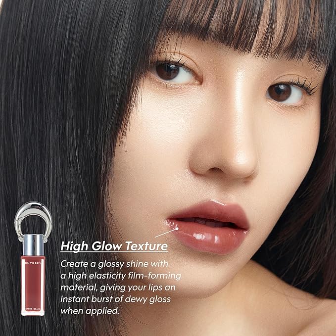 ENTROPY Makeup 2-in-1 Charm Shiny Glowy Lip & Cheek Gloss Tint Keychain, High Pigment Glossy Lip Color & Plumping Gloss, C5 Amber Charm-Velvo Beauty