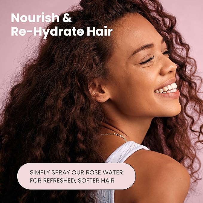 Rose Water Spray for Face & Hair (Refill) - Organic USDA Certified Rosewater Facial Toner - Alcohol-Free Makeup Setting Hydrating Face Mist - Anti-Aging Toner Spray - 8 Fl Oz-Velvo Beauty
