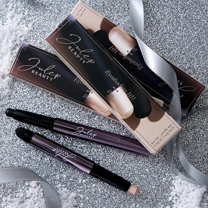 Julep Eyeshadow 101 Crème-to-Powder Waterproof Eyeshadow Stick Duo – Long-Lasting, Crease-Proof, Easy Apply with Built-in Smudger - Pearl Shimmer + Onyx Matte-Velvo Beauty