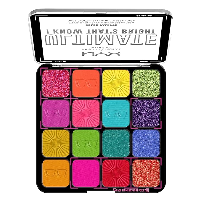 NYX PROFESSIONAL MAKEUP, Ultimate Shadow Palette, Eyeshadow Palette - I Know That's Bright-Velvo Beauty