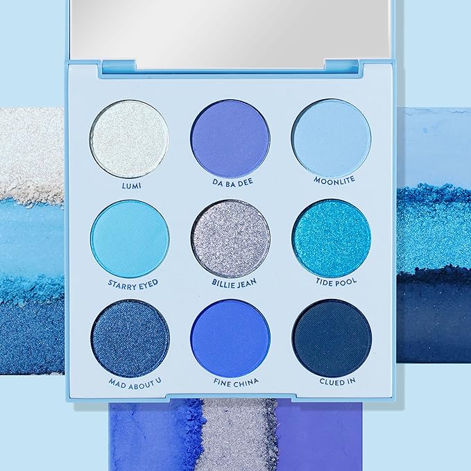 ColourPop Blue Moon Shadow Palette - Monochromatic Blue Shadow Palette with Matte, Metallic and Duochrome Finishes - High-Pigment Eye Makeup with a Long-Wearing Formula (0.3 oz)-Velvo Beauty