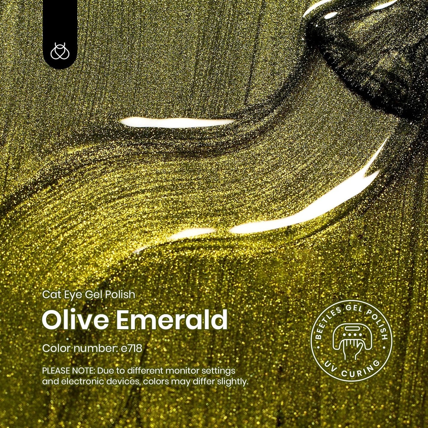 Beetles Olive Green Cat Eye Gel Nail Polish, 15ML Holographic Glitter Magnetic Soak Off UV Nail Art Manicure Gifts for Women-Velvo Beauty