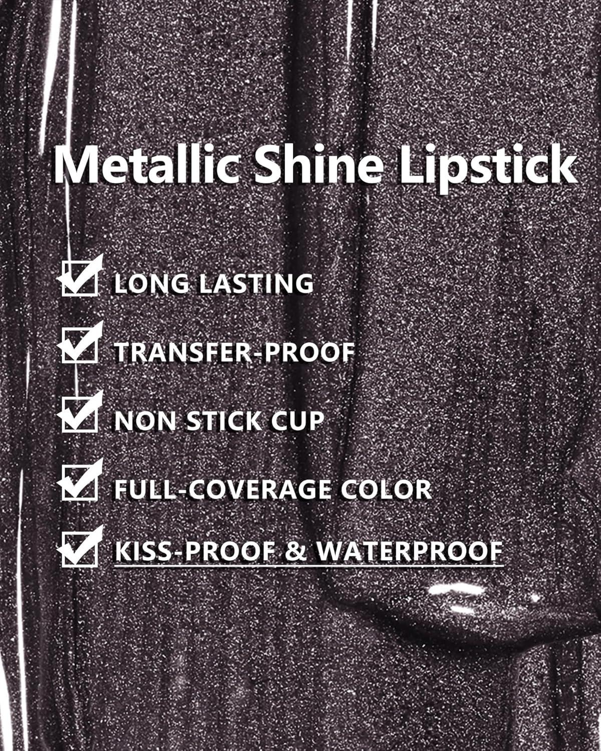 MAKI YIKA Metallic Lipstick for Women Black Lipsticks Long Lasting Glitter Lipstick No Smudge No Transfer Full-Coverage Liquid Lip Gloss (BR14 Midnight)-Velvo Beauty