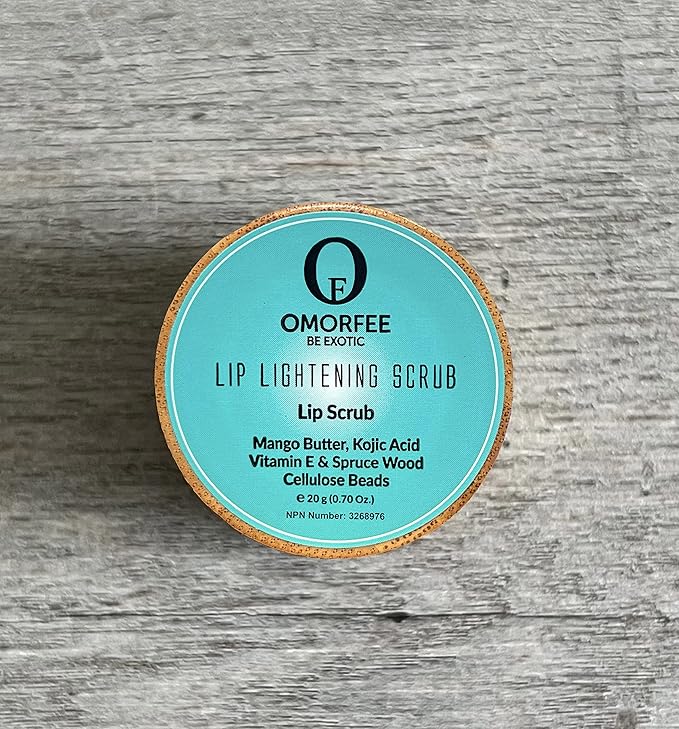 Omorfee 100% Organic Lip Lightening Scrub, Vegan Lip Exfoliator & Moisturizer, Gentle Overnight Lip Mask Treatment, With Kojic Acid, Vitamin E & Natural Beads for Dull, Dry & Dark Lips- 20g/0.70Oz-Velvo Beauty