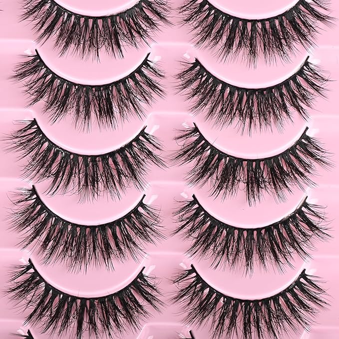 FARRED Lashes Natural Look Short Cat Eye Natural Lashes Fluffy Wispy False Eyelashes 14 Pairs Faux Mink Strip Eye Lashes Pack for Daily Makeup (F7 | 6-15mm)-Velvo Beauty