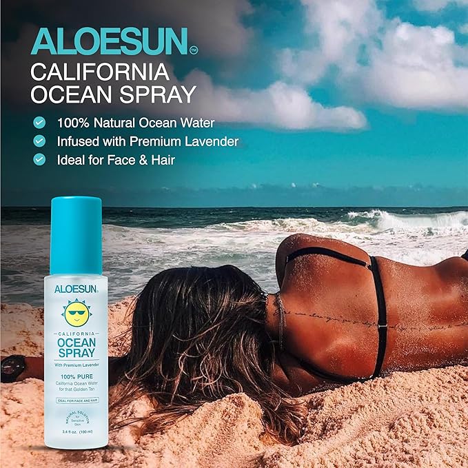 Ocean Spray | Pure California Sea Salt Water Face Mist Infused with Organic Lavender Essential Oil for Tanning | Hair & Scalp Exfoliating Solution | Facial Moisturizer | Travel Size 3.4 Fl Oz-Velvo Beauty